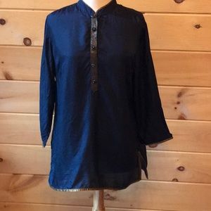 Soft Surroundings blue silk blouse, size PXL